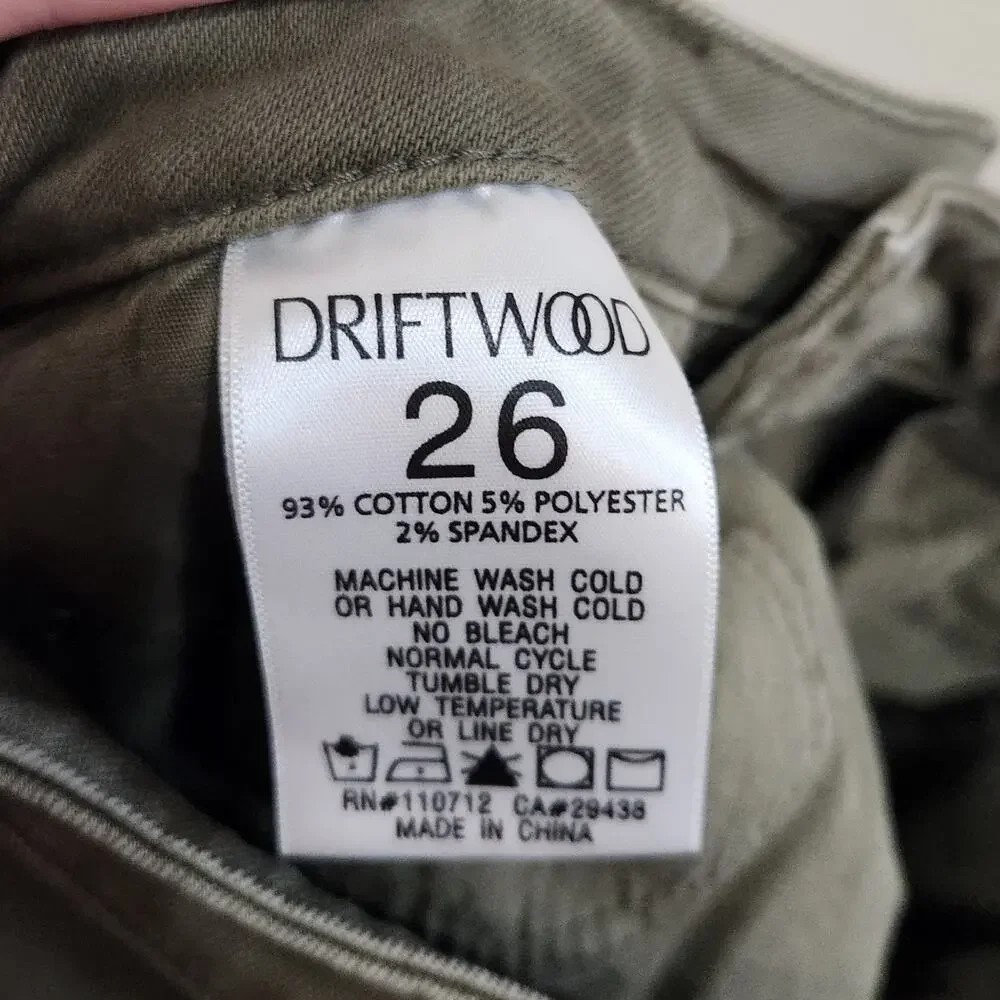 Driftwood Colette Roads End Plaid Cuff Jean Mid-Rise Slim fit Crop Green Size 26